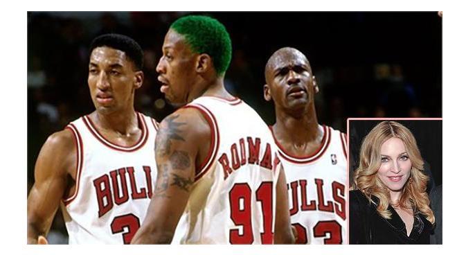 众所周知麦当娜曾经和皮蓬罗德曼有过恋情,但却不知乔丹的付出!