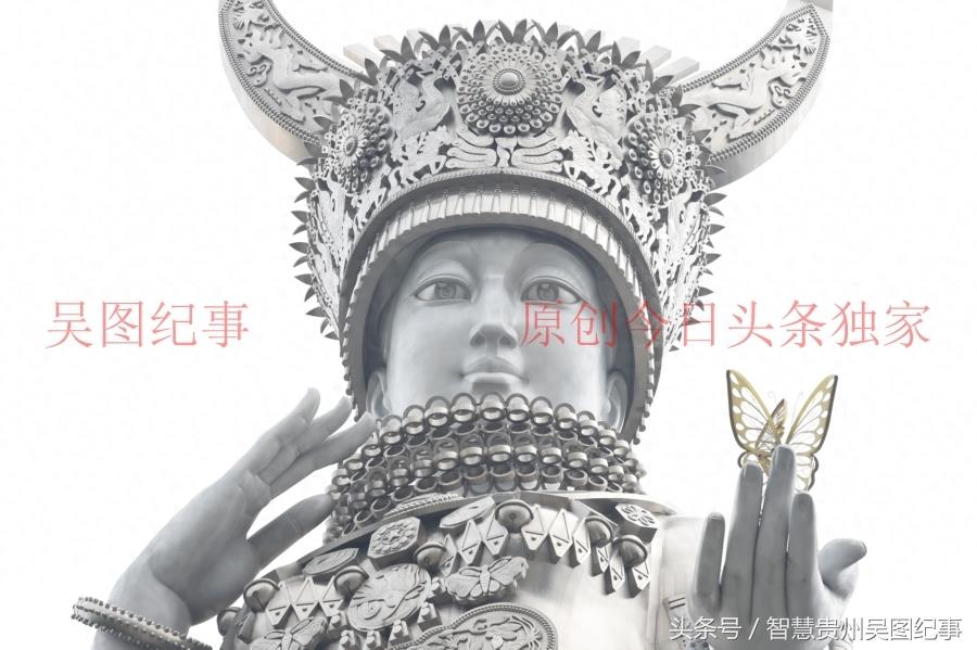 贵州：航拍国家非遗二十多层楼高的白色金属仰阿莎女神雕像太美了
