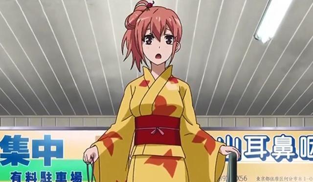 动漫中那些穿过浴衣的女孩，由比滨结衣穿上后看呆了“大老师”