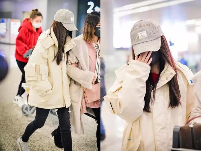 鞠婧祎现身机场不露脸,可“筷子腿”却引网友心疼:求多吃饭