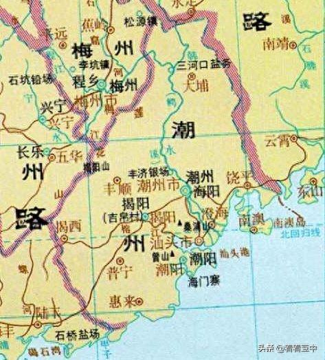 广东潮汕一带的历史地图，带你看这里地名的演变