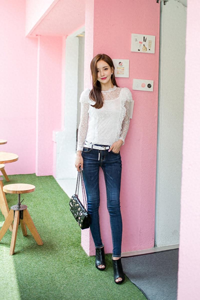 街拍：孙允珠 休闲 牛仔裤 清新 邻家