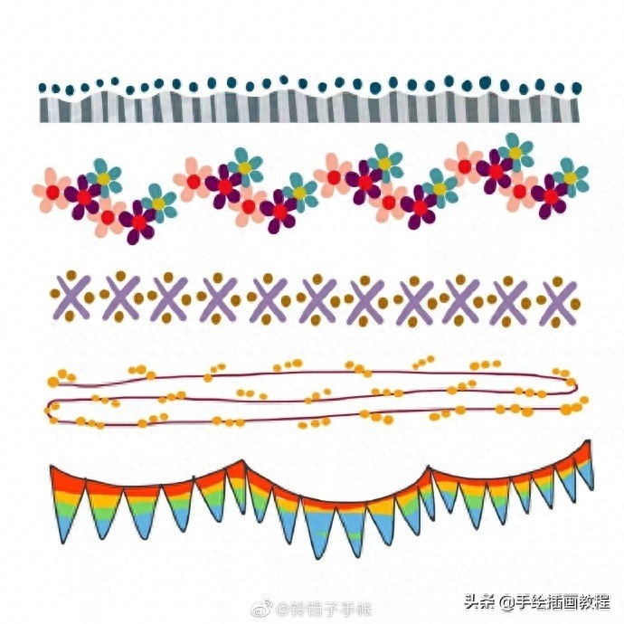 手帐花边素材集锦！手帐必备哟，快收藏吧