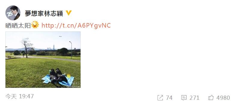 林志颖晒双胞胎近照