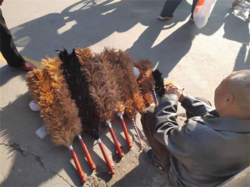 老物件鸡毛掸子很少见到，市场上唯一的卖鸡毛掸子的小贩还在坚守