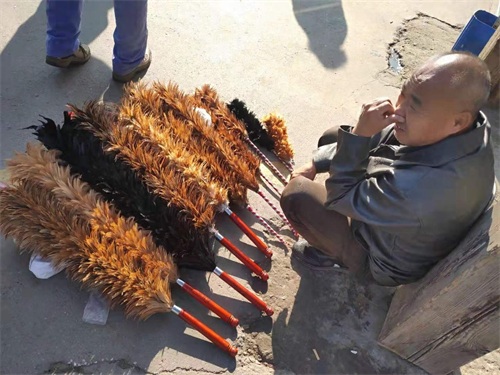 老物件鸡毛掸子很少见到，市场上唯一的卖鸡毛掸子的小贩还在坚守